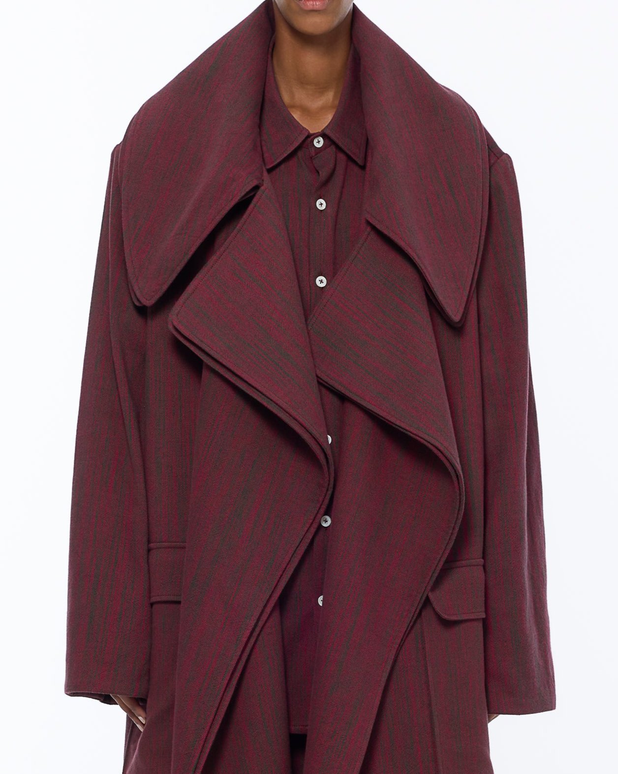 The Double Lapel Overcoat : Bordeaux Chambray