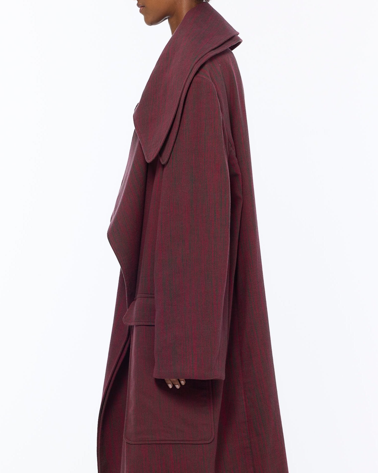 The Double Lapel Overcoat : Bordeaux Chambray