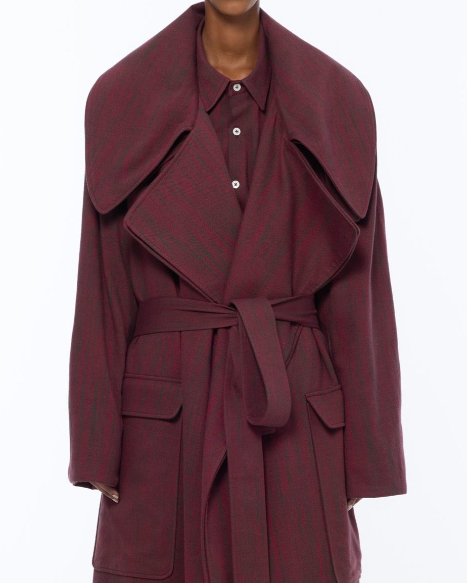 The Double Lapel Overcoat : Bordeaux Chambray