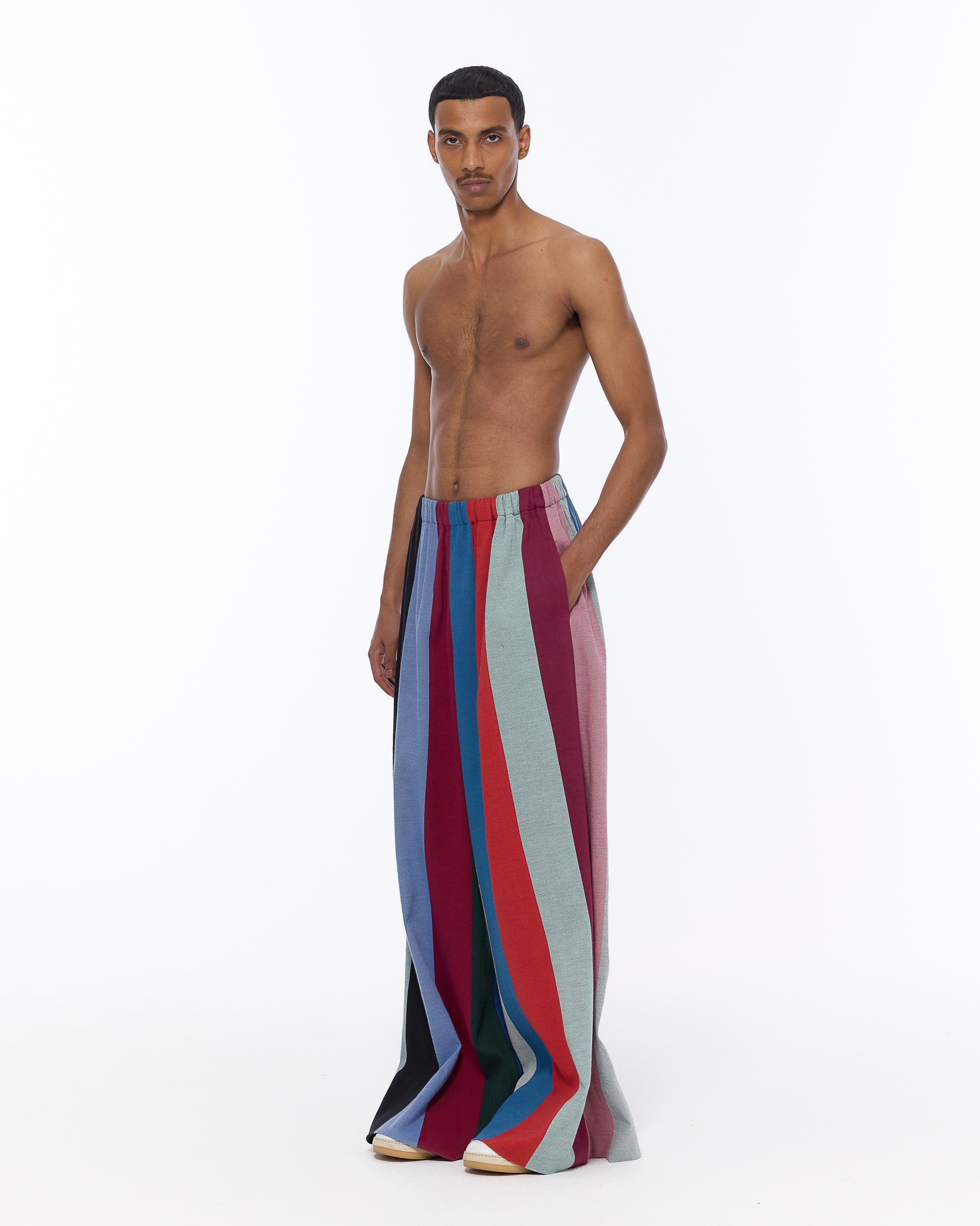 The Wide Leg Pant : Multicolor Stripe