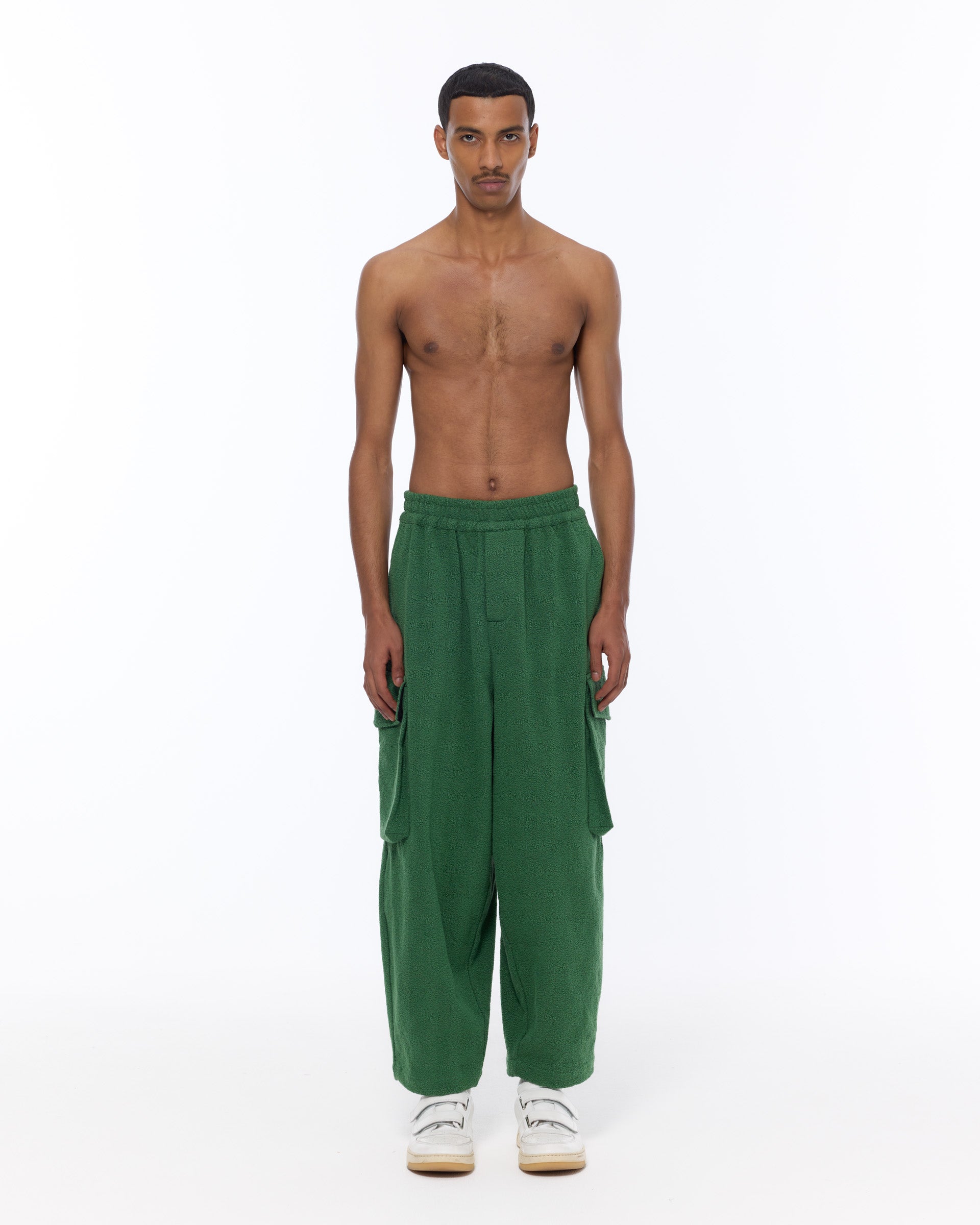 The Cargo Pant : Eden Green Boucle