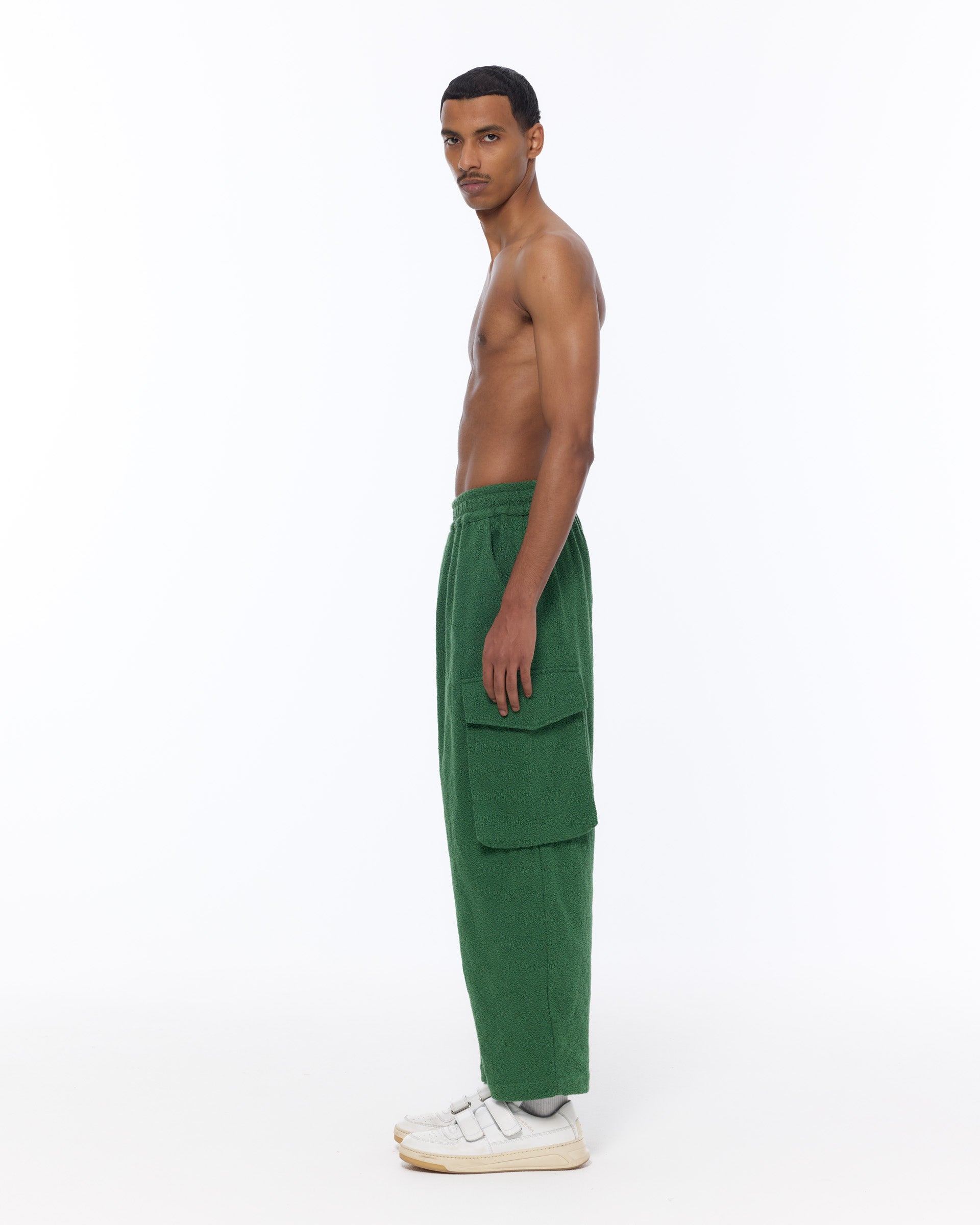 The Cargo Pant : Eden Green Boucle