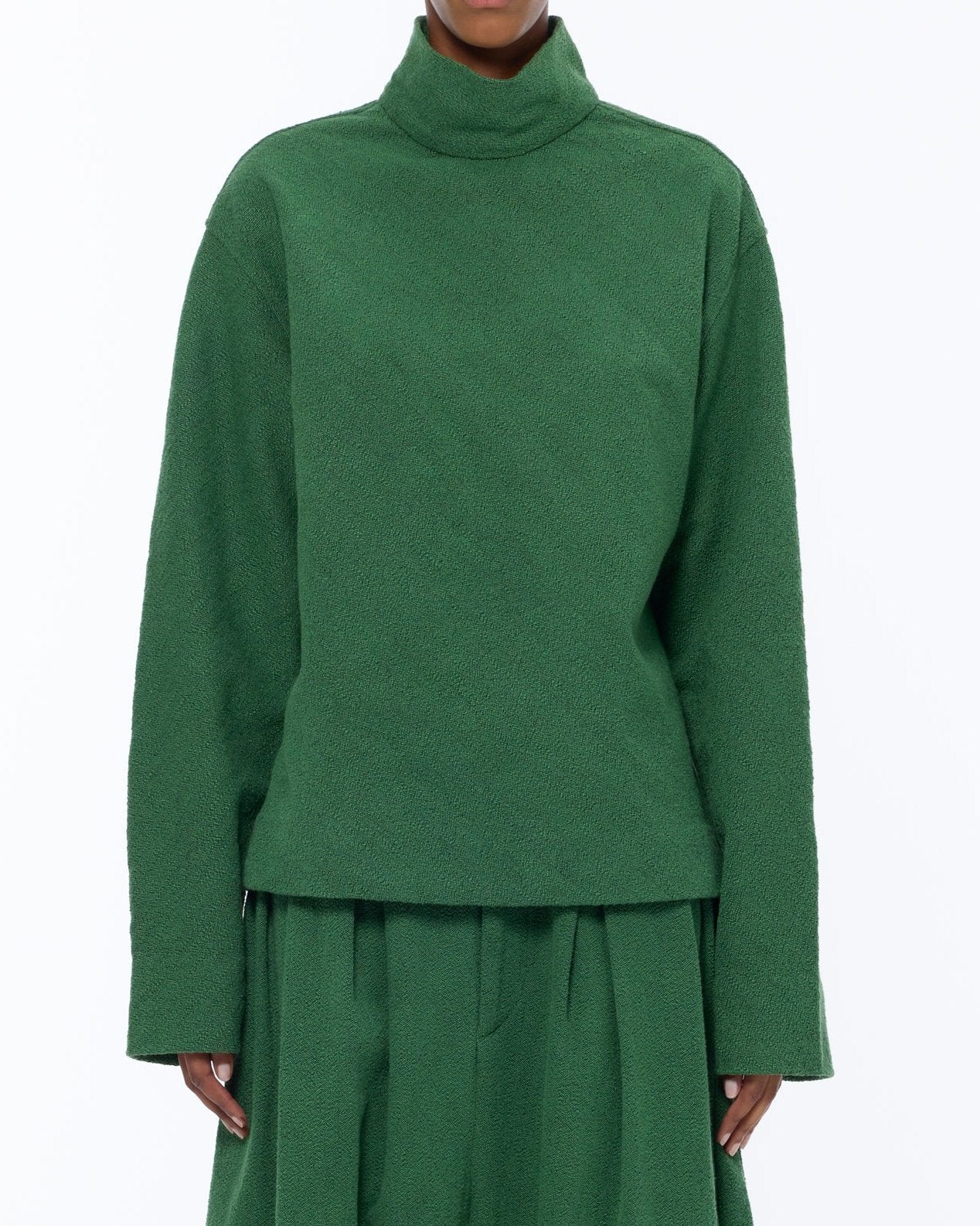 The Turtle Neck Sweater : Eden Green Boucle