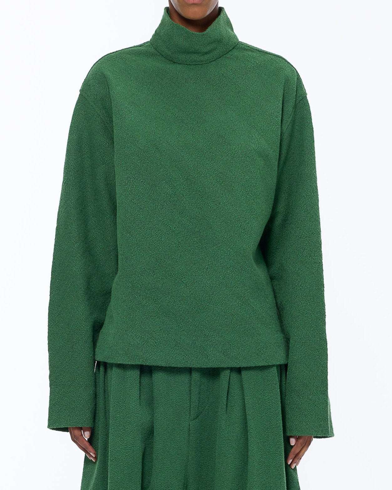 The Turtle Neck Sweater : Eden Green Boucle