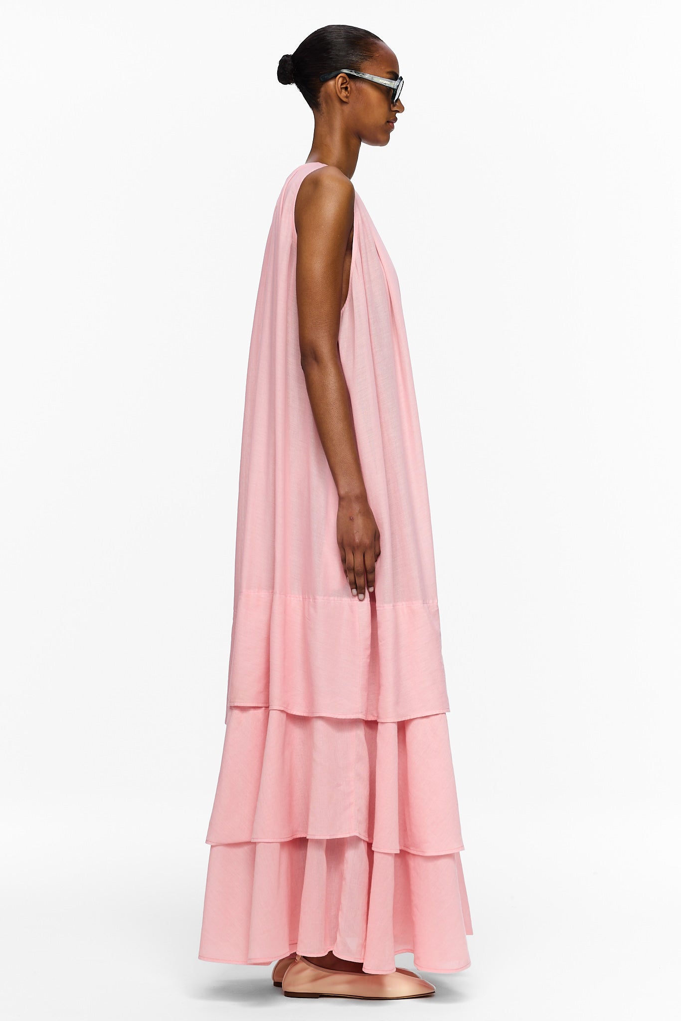 The Sleeveless Tiered Touareg Dress - Cosmos Pink