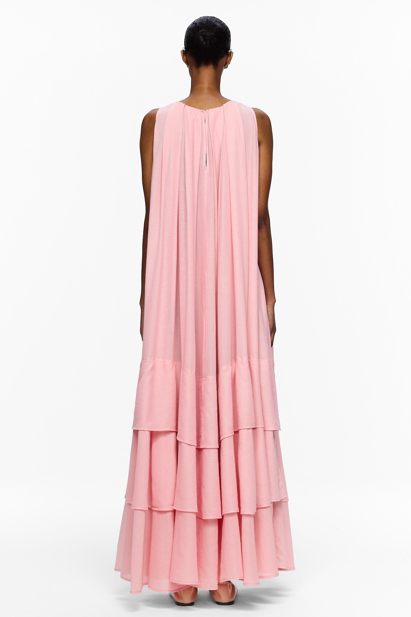 The Sleeveless Tiered Touareg Dress - Cosmos Pink