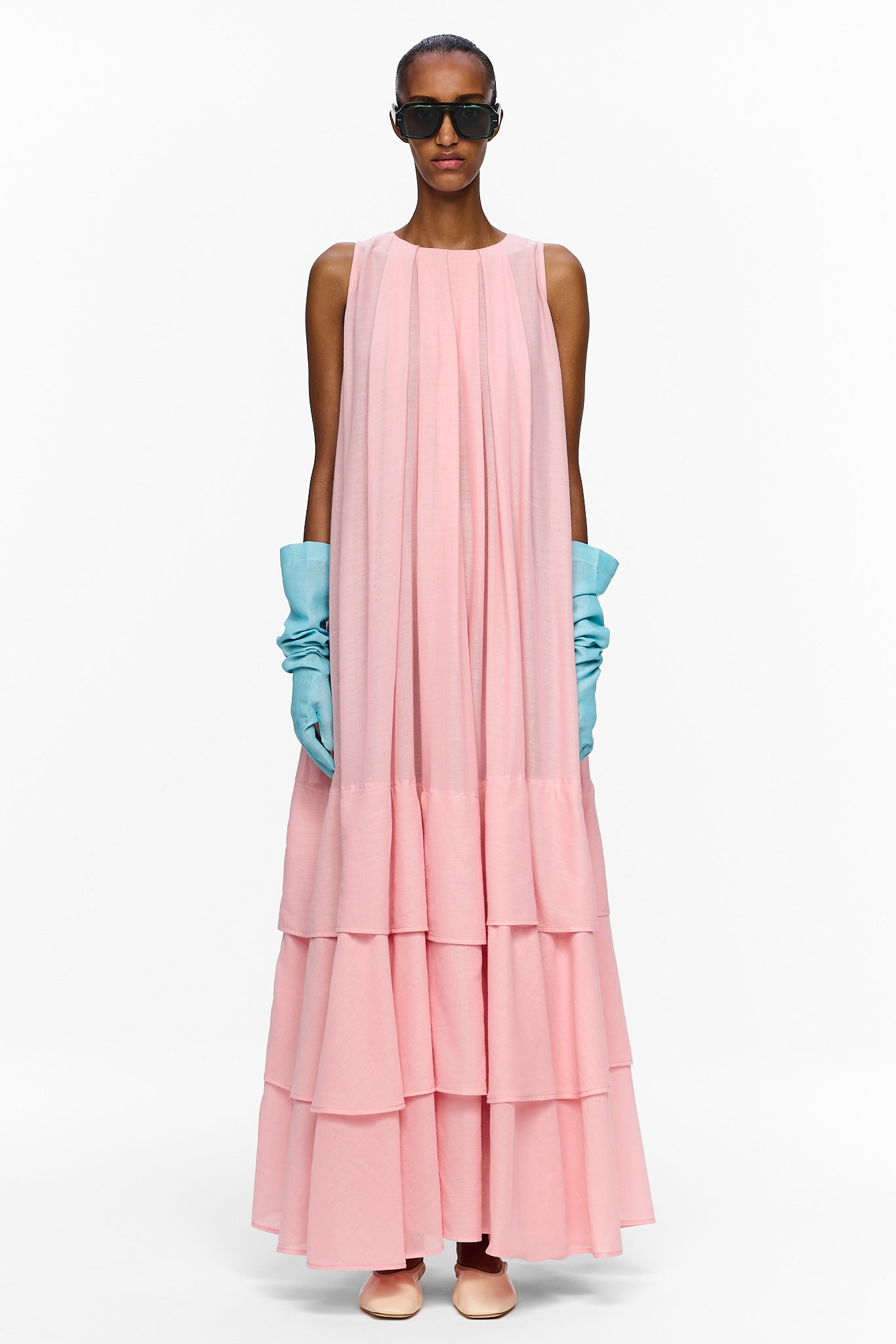 The Sleeveless Tiered Touareg Dress - Cosmos Pink