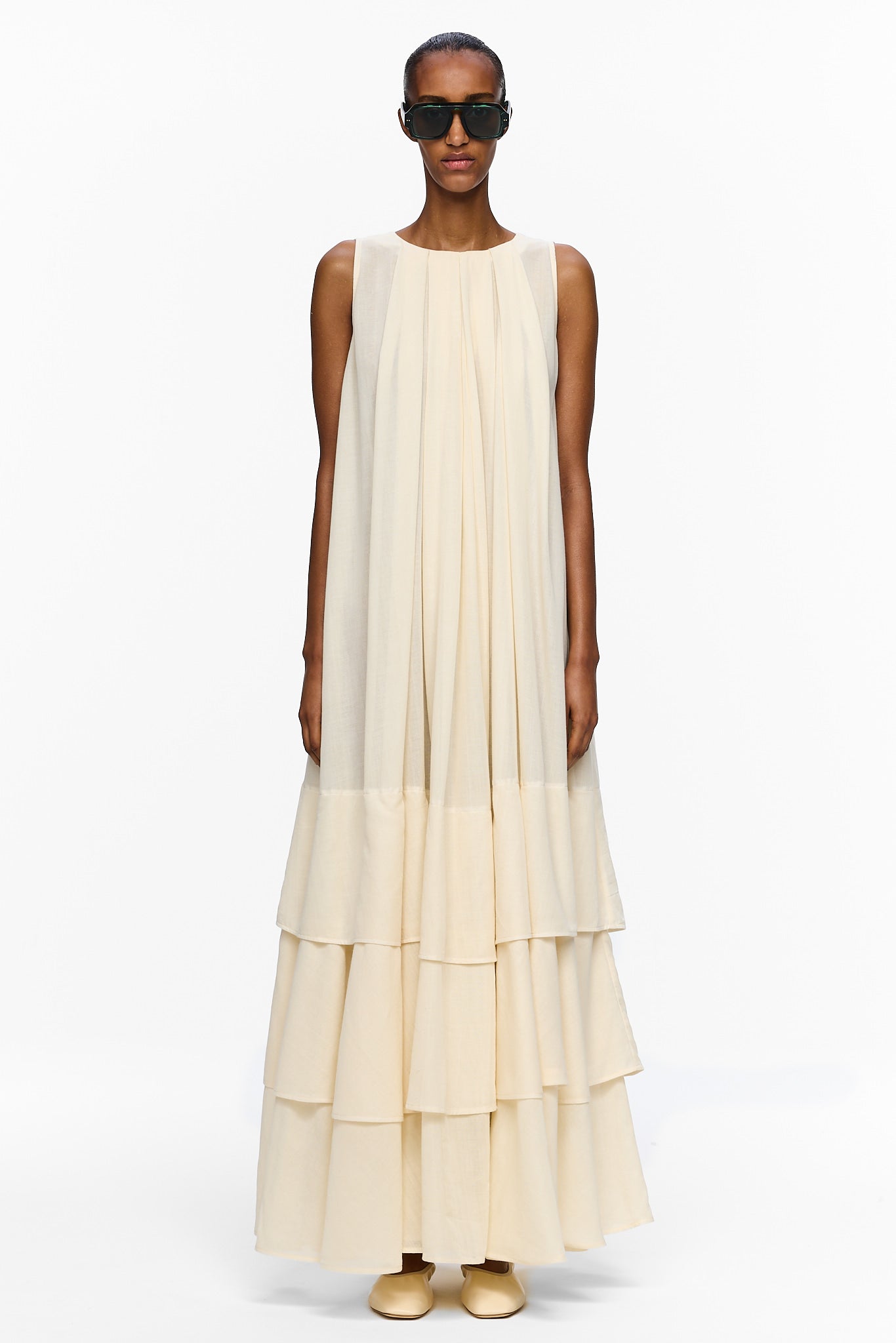 The Sleeveless Tiered Touareg Dress - Sand