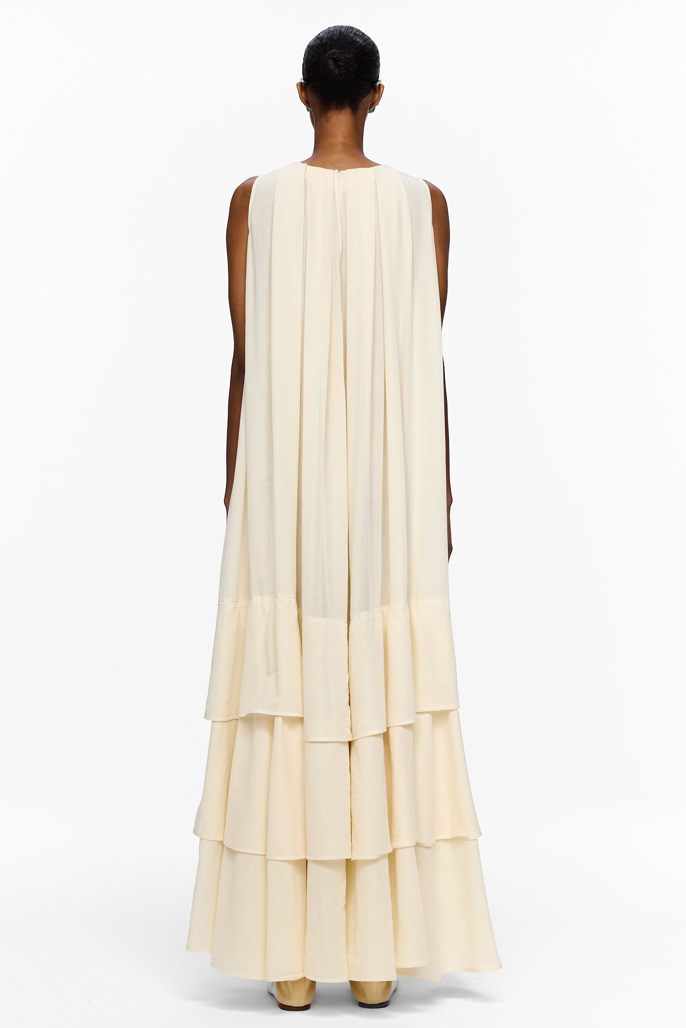 The Sleeveless Tiered Touareg Dress - Sand