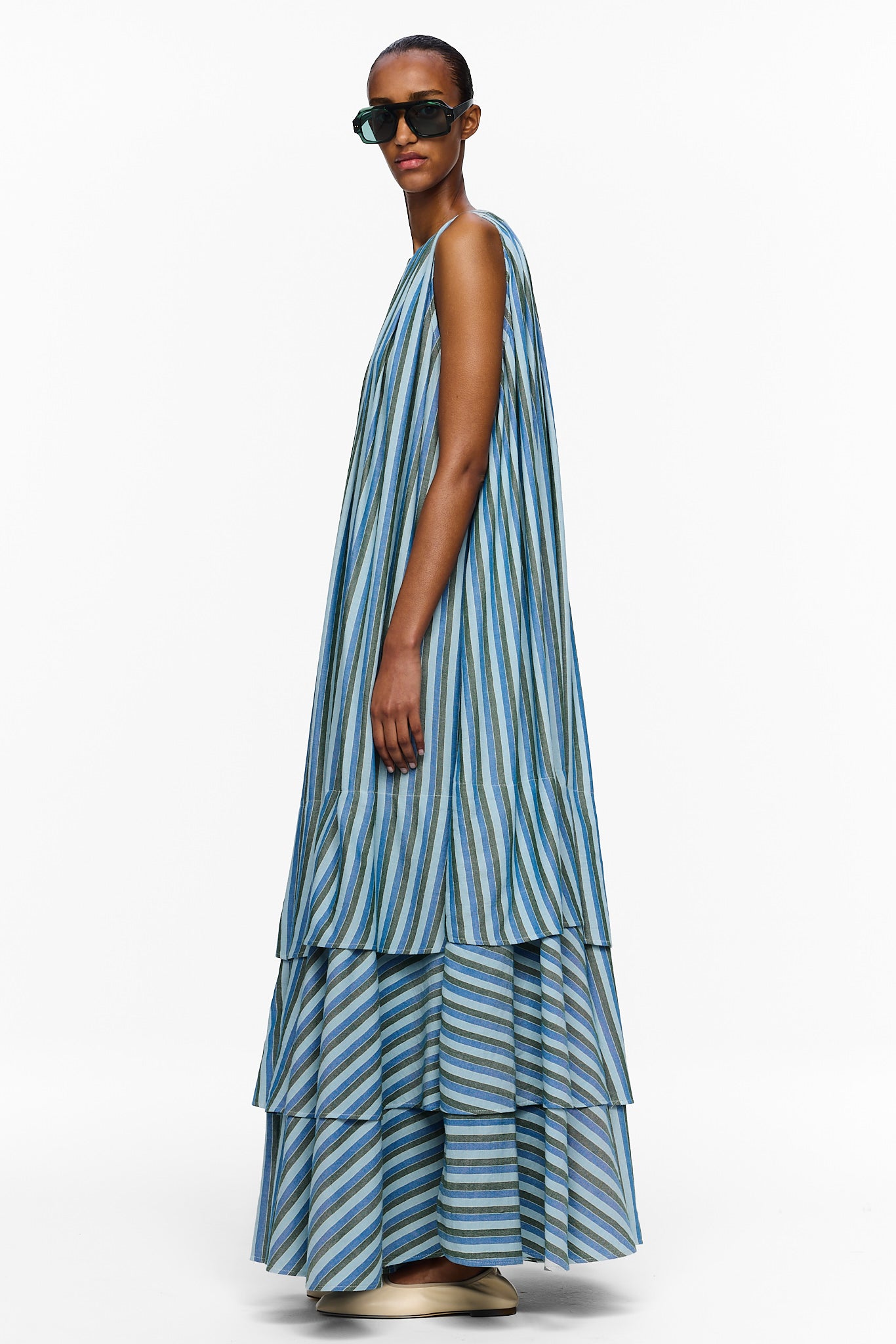 The Sleeveless Tiered Touareg Dress - Stripe 68