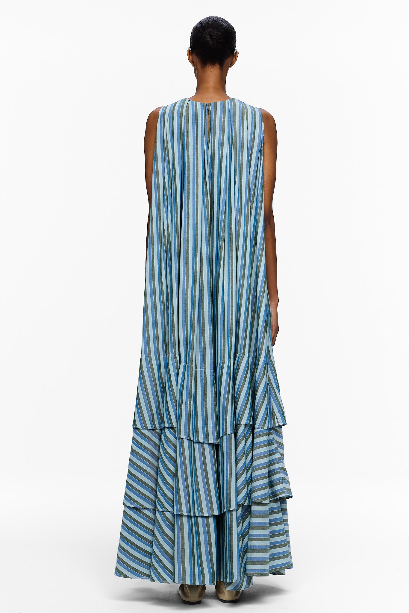 The Sleeveless Tiered Touareg Dress - Stripe 68
