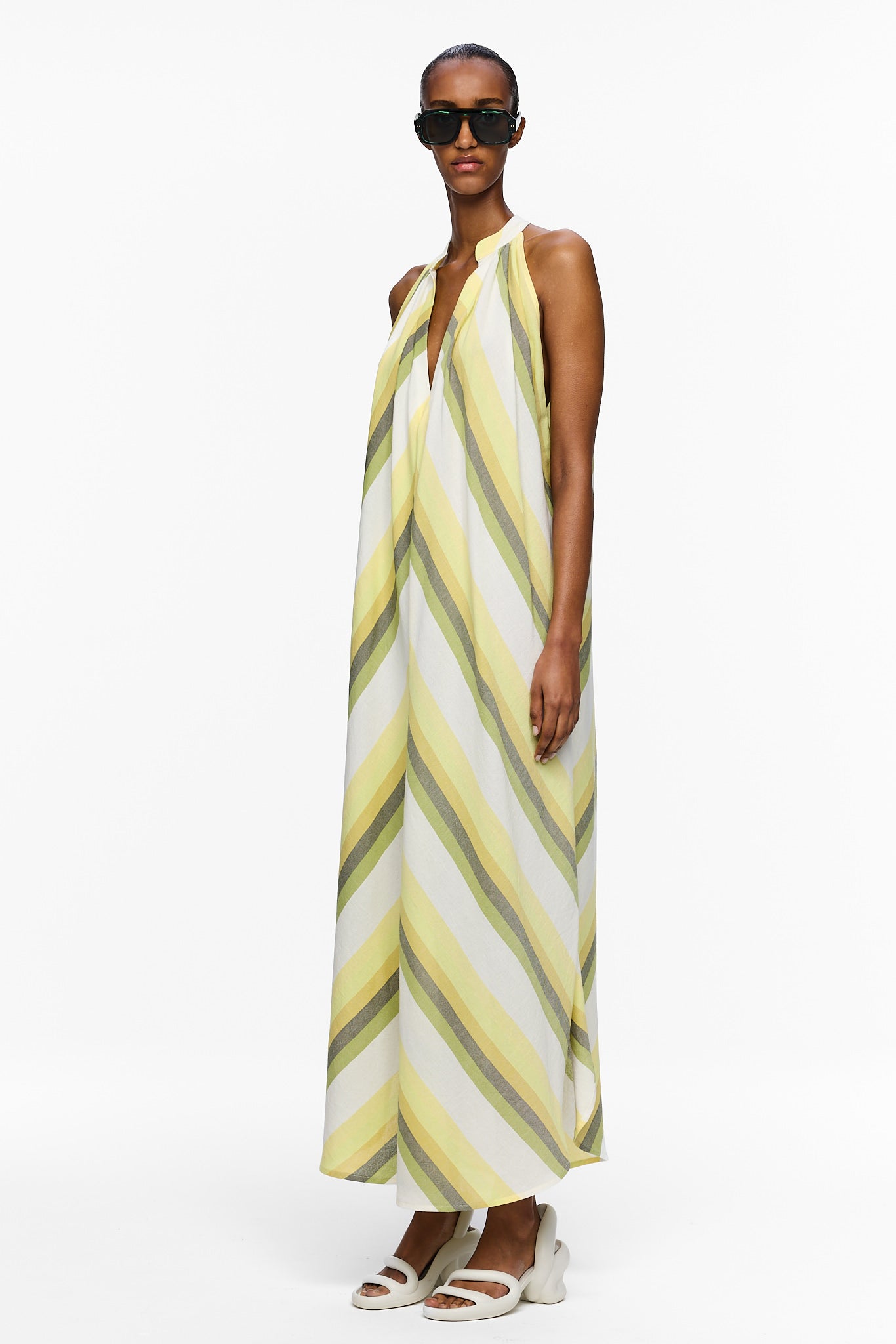 stripe halter dress Kim Halter Maxi Dress