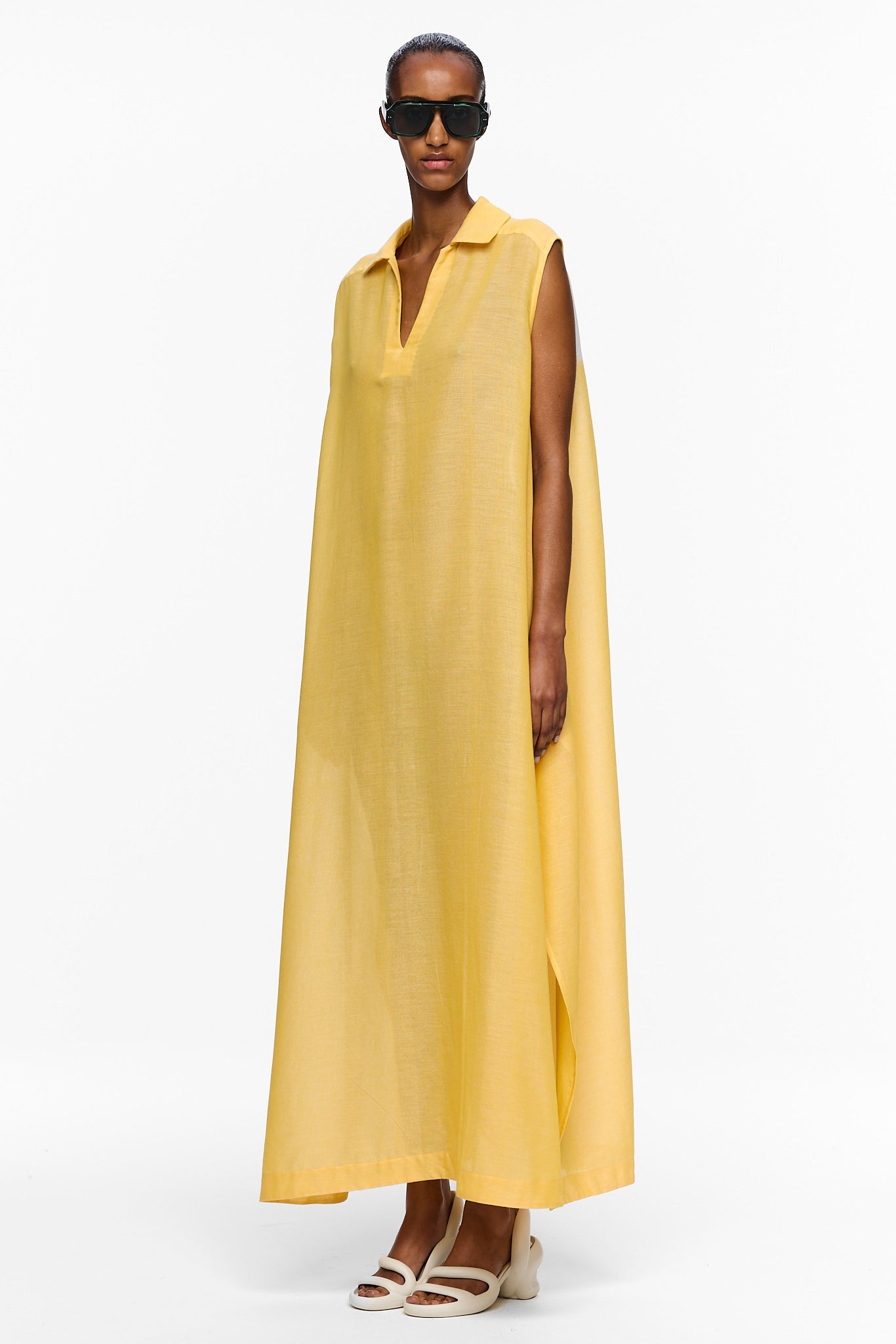 The Sleeveless V-Neck Caftan - Canary