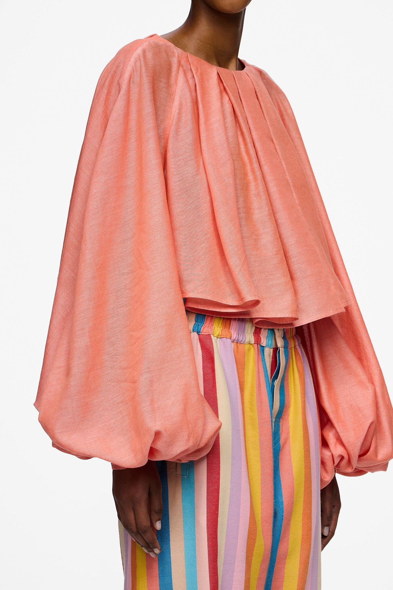 The Cropped Pleated Blouse - Burnt Orange