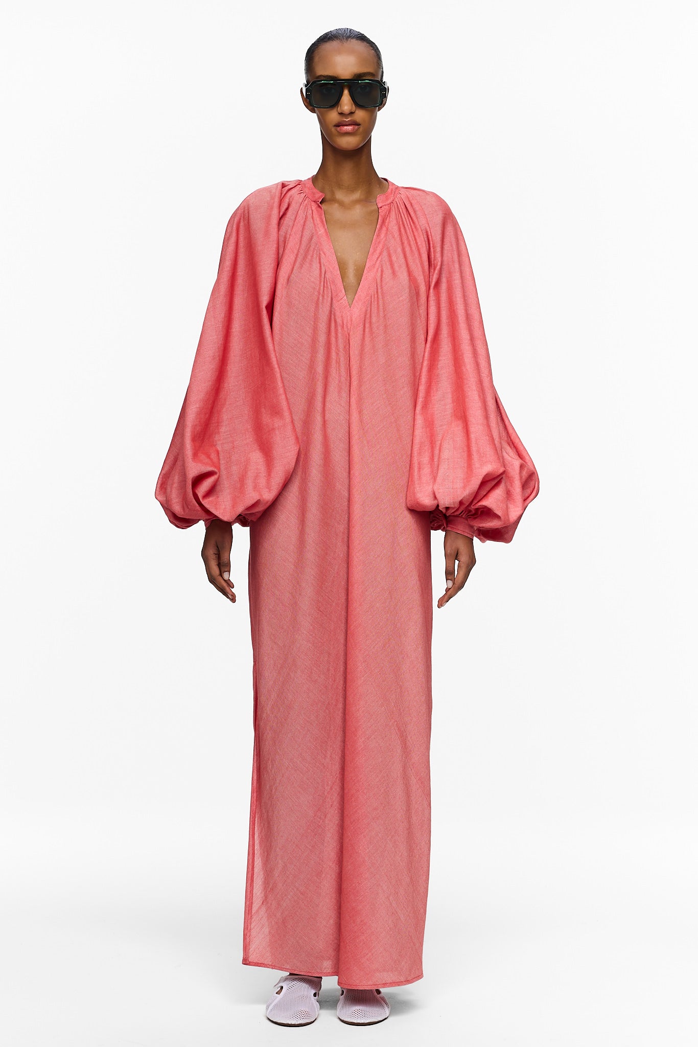 The Touareg Dress with Balloon Sleeve - Red