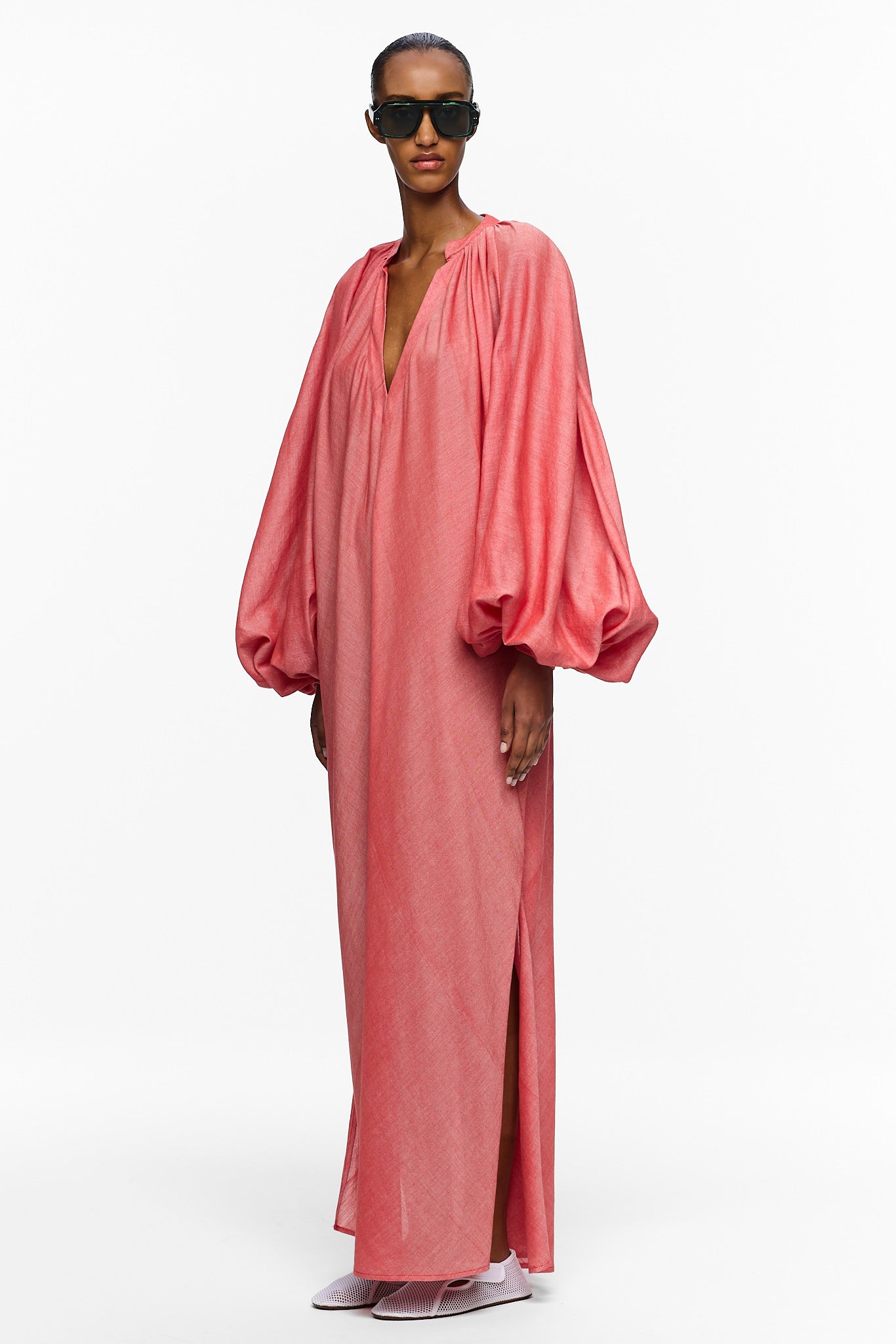 The Touareg Dress with Balloon Sleeve - Red