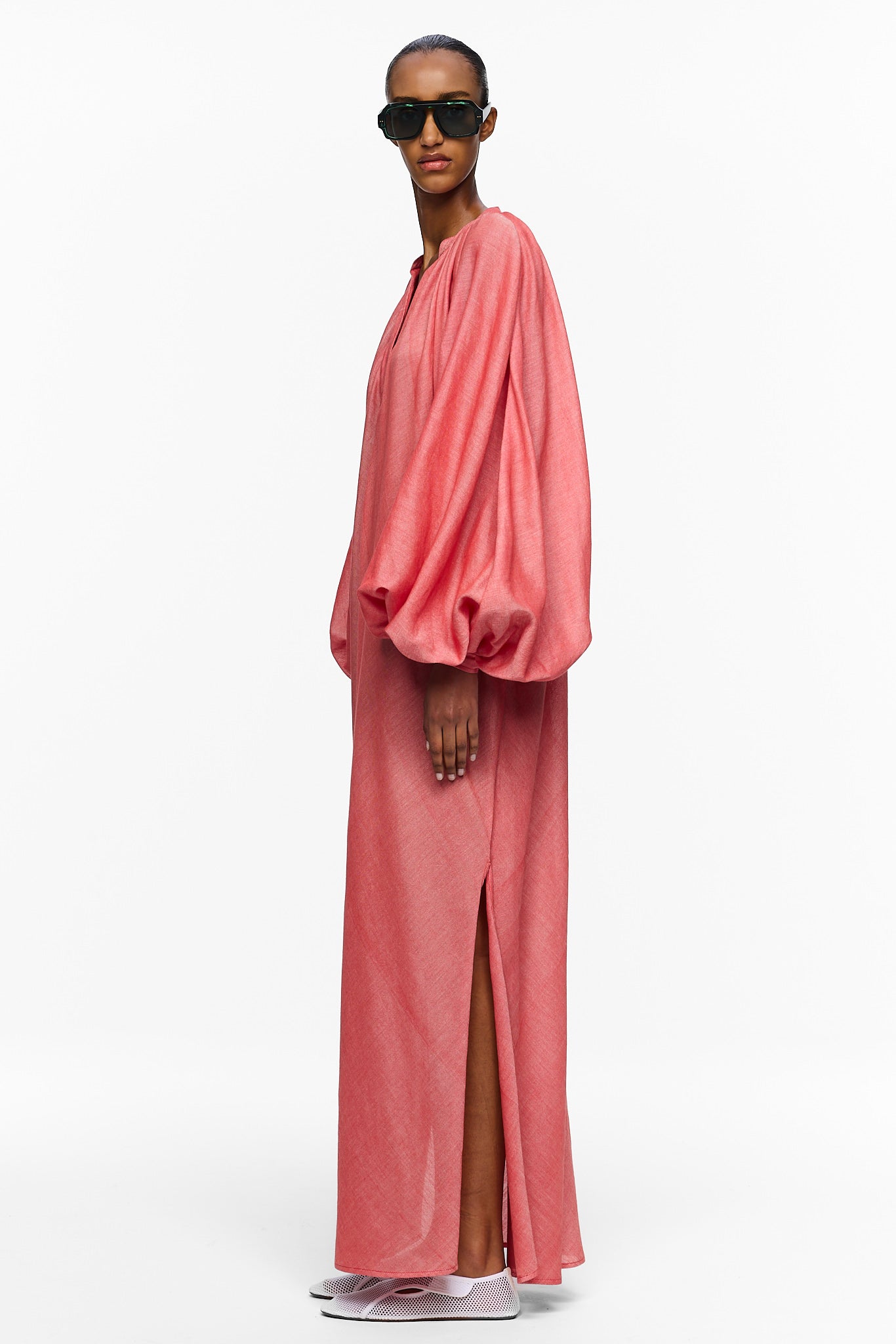 balloon sleeve dress long La Lune High Neck Balloon Sleeve Maxi Dress | Forest | Dresses