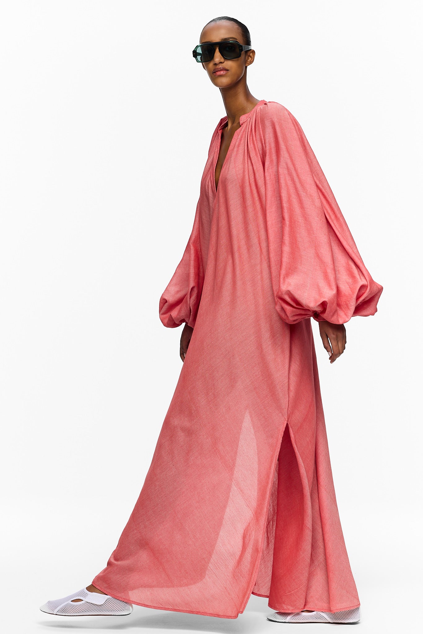 The Touareg Dress with Balloon Sleeve - Red