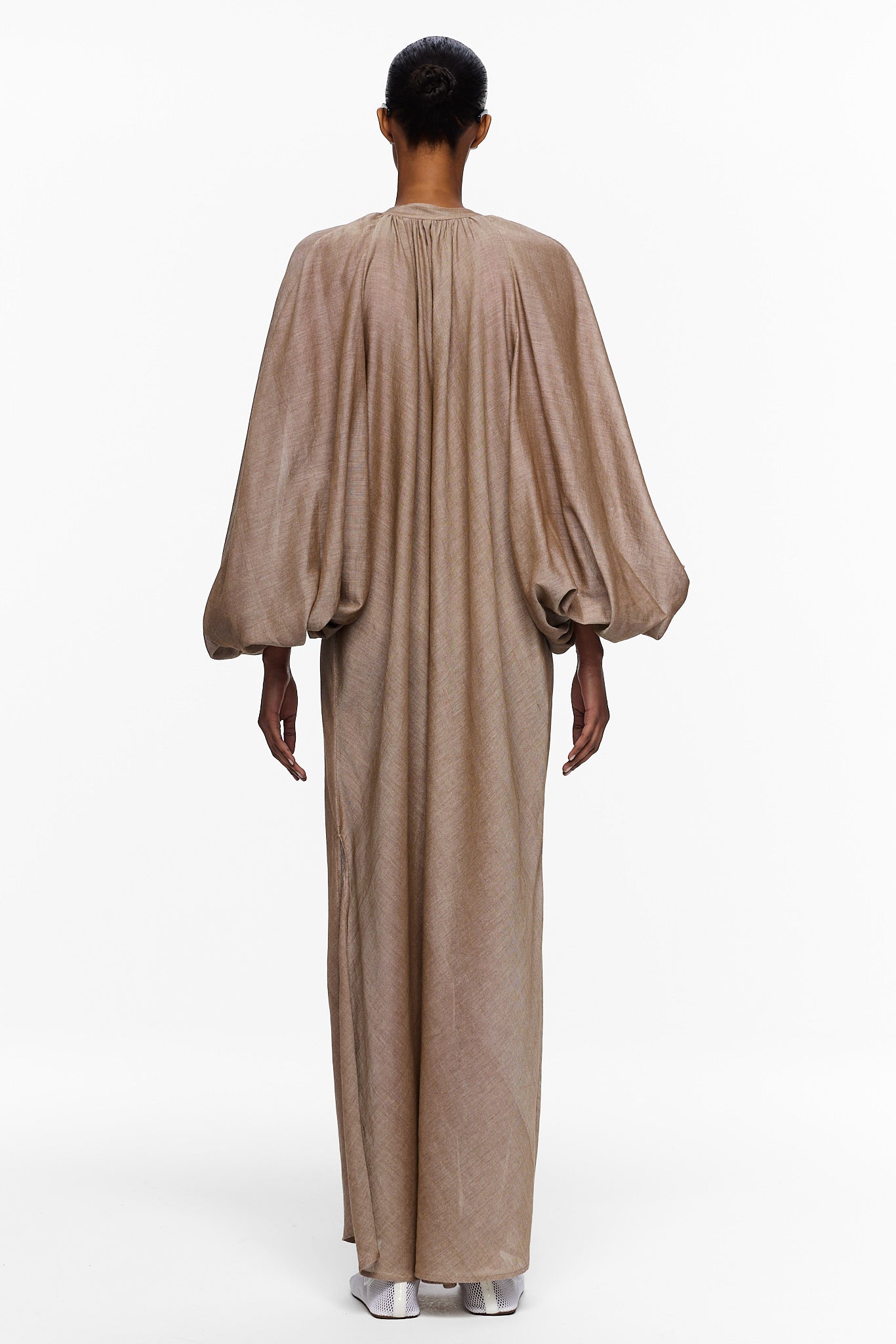 The Touareg Dress with Balloon Sleeve - Chocolate Brown