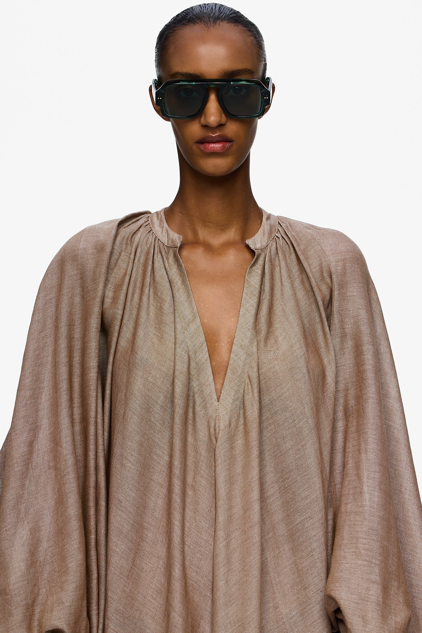 The Touareg Dress with Balloon Sleeve - Chocolate Brown