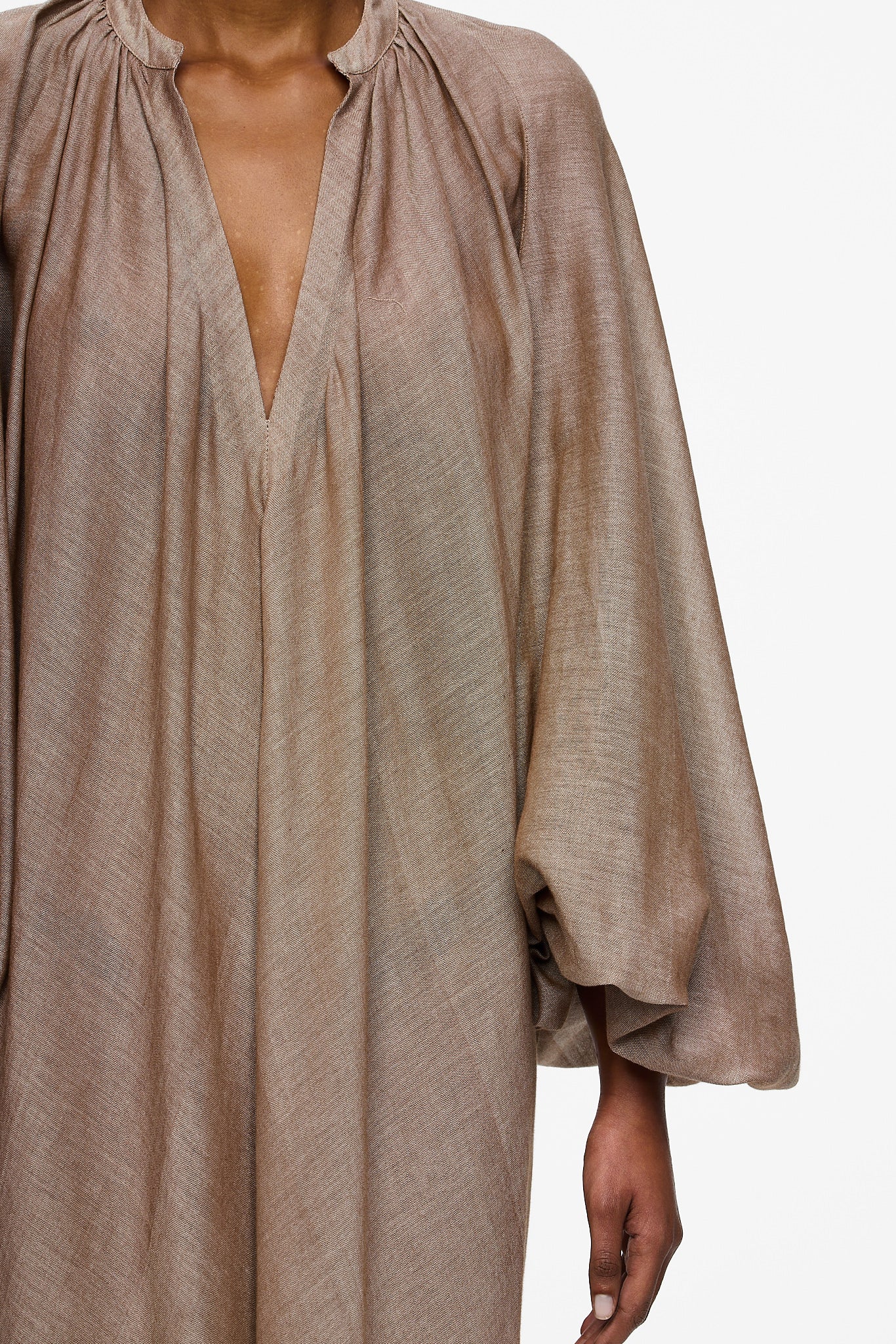 The Touareg Dress with Balloon Sleeve - Chocolate Brown