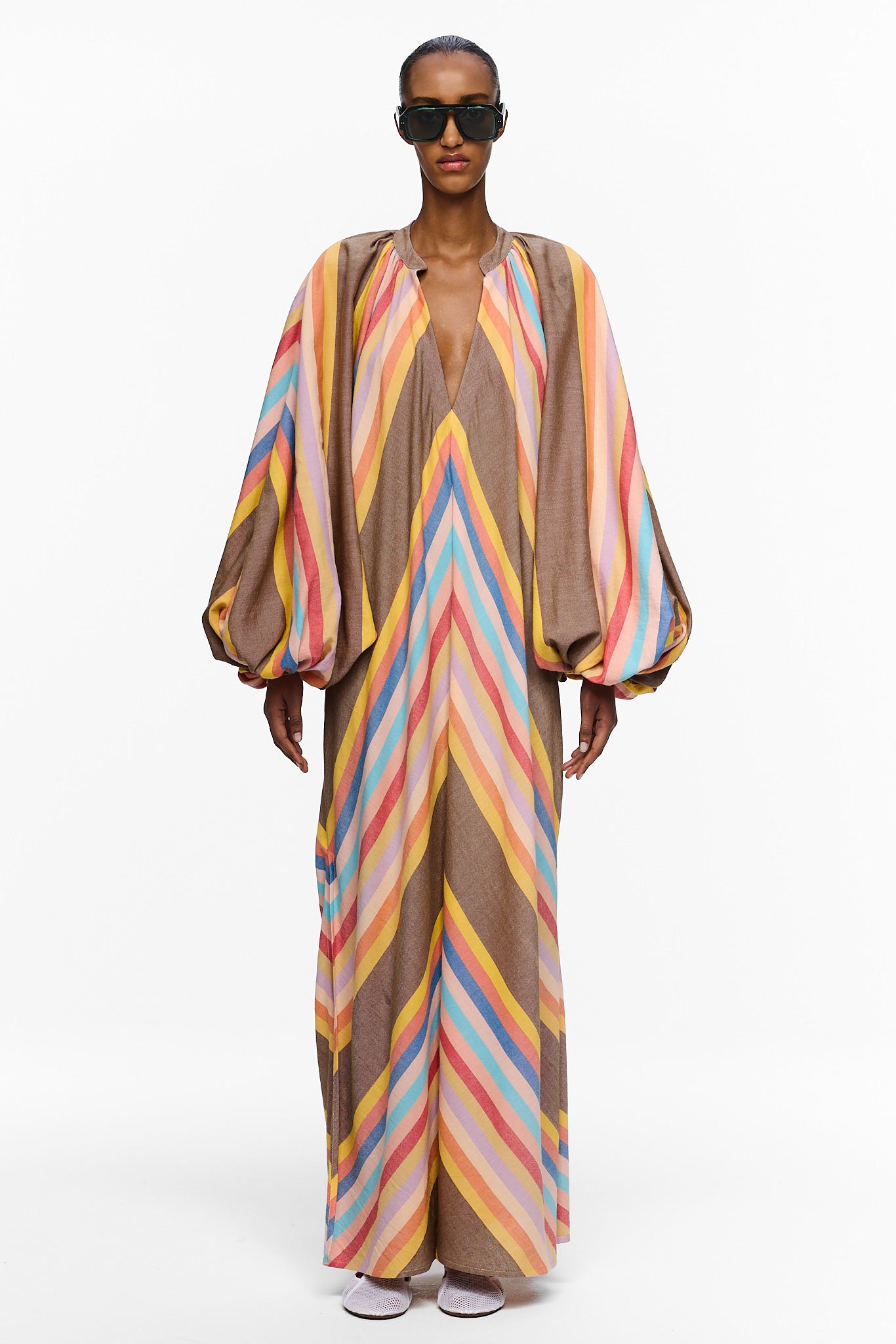 The Touareg Dress with Balloon Sleeve - Stripe 76