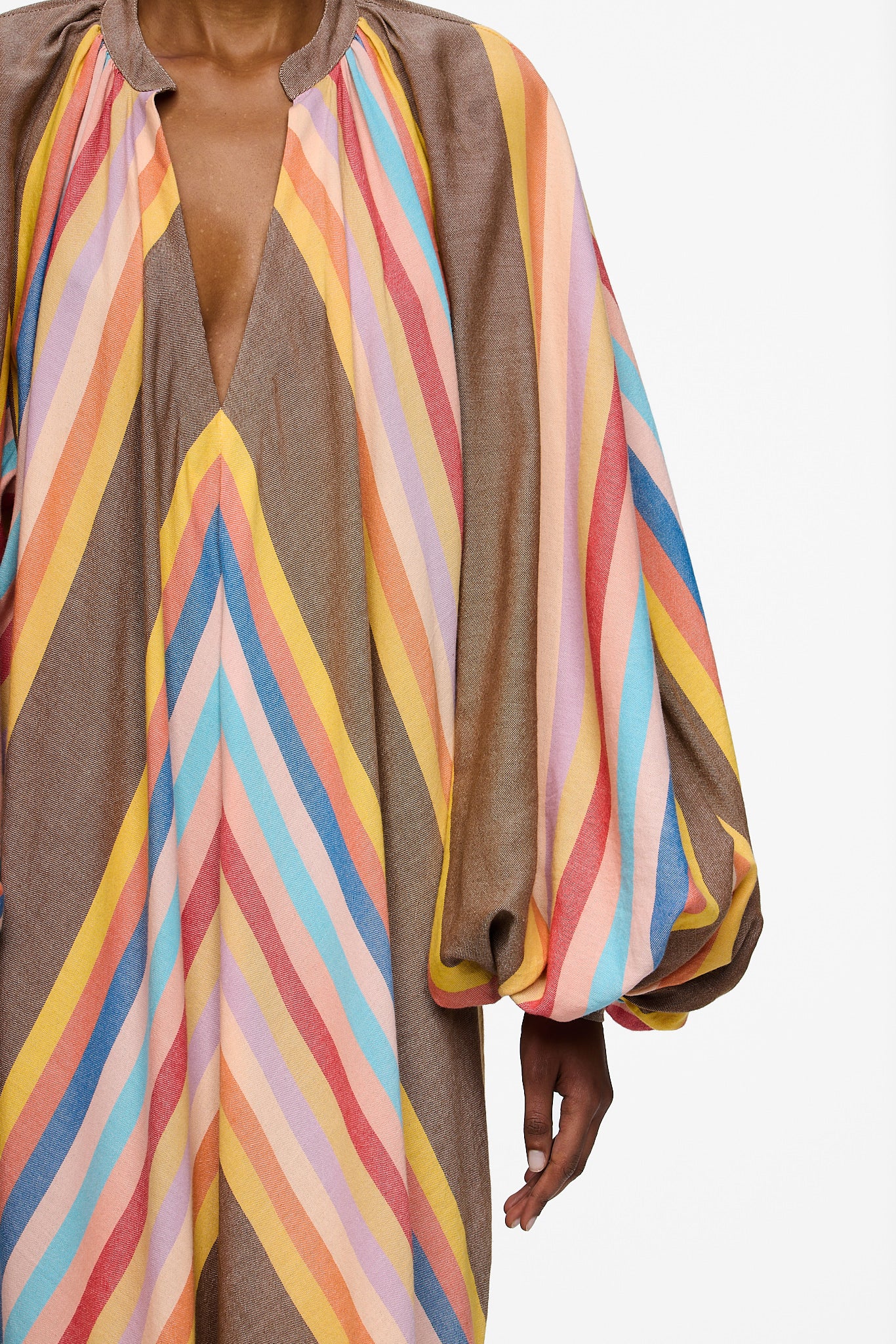 The Touareg Dress with Balloon Sleeve - Stripe 76