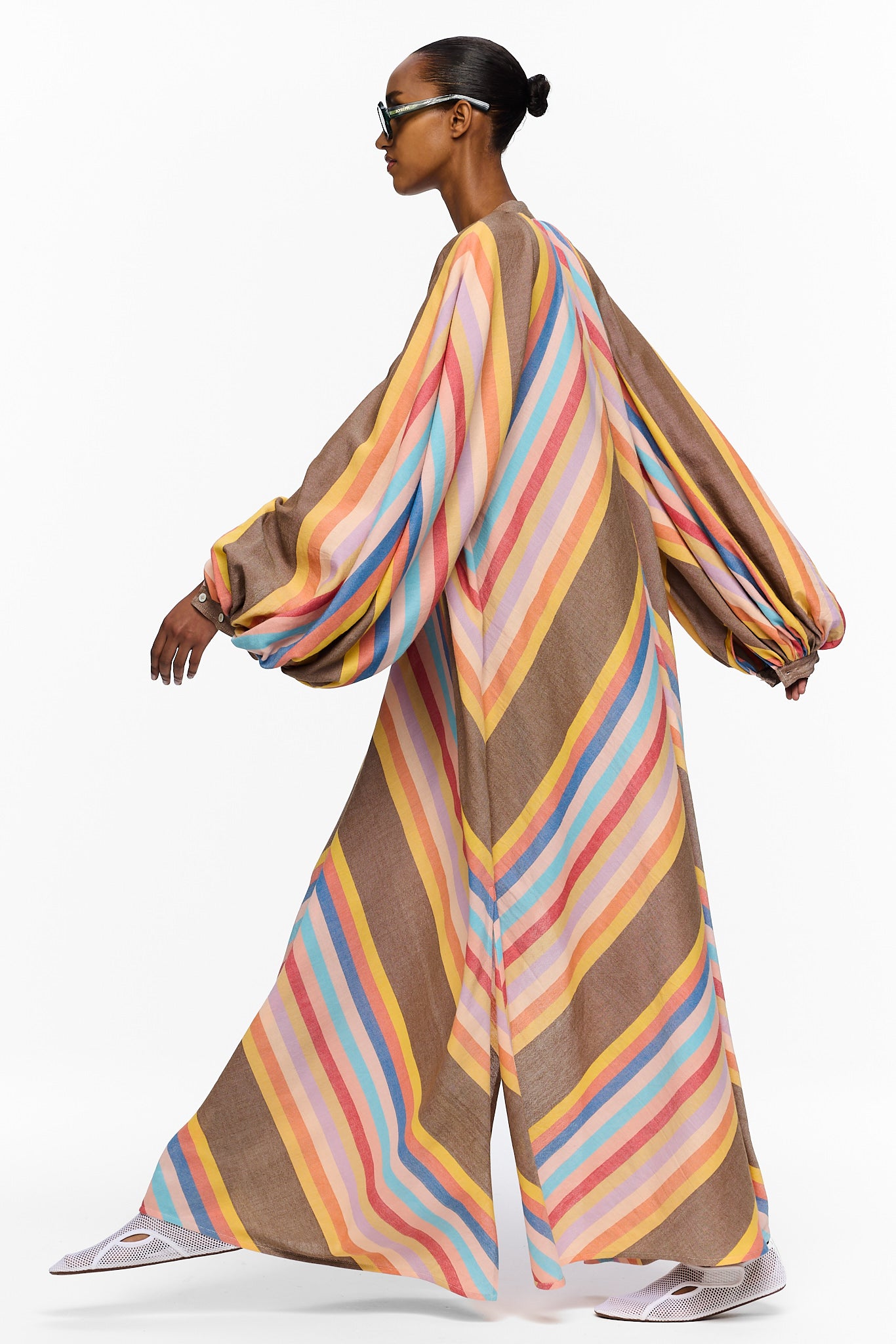The Touareg Dress with Balloon Sleeve - Stripe 76