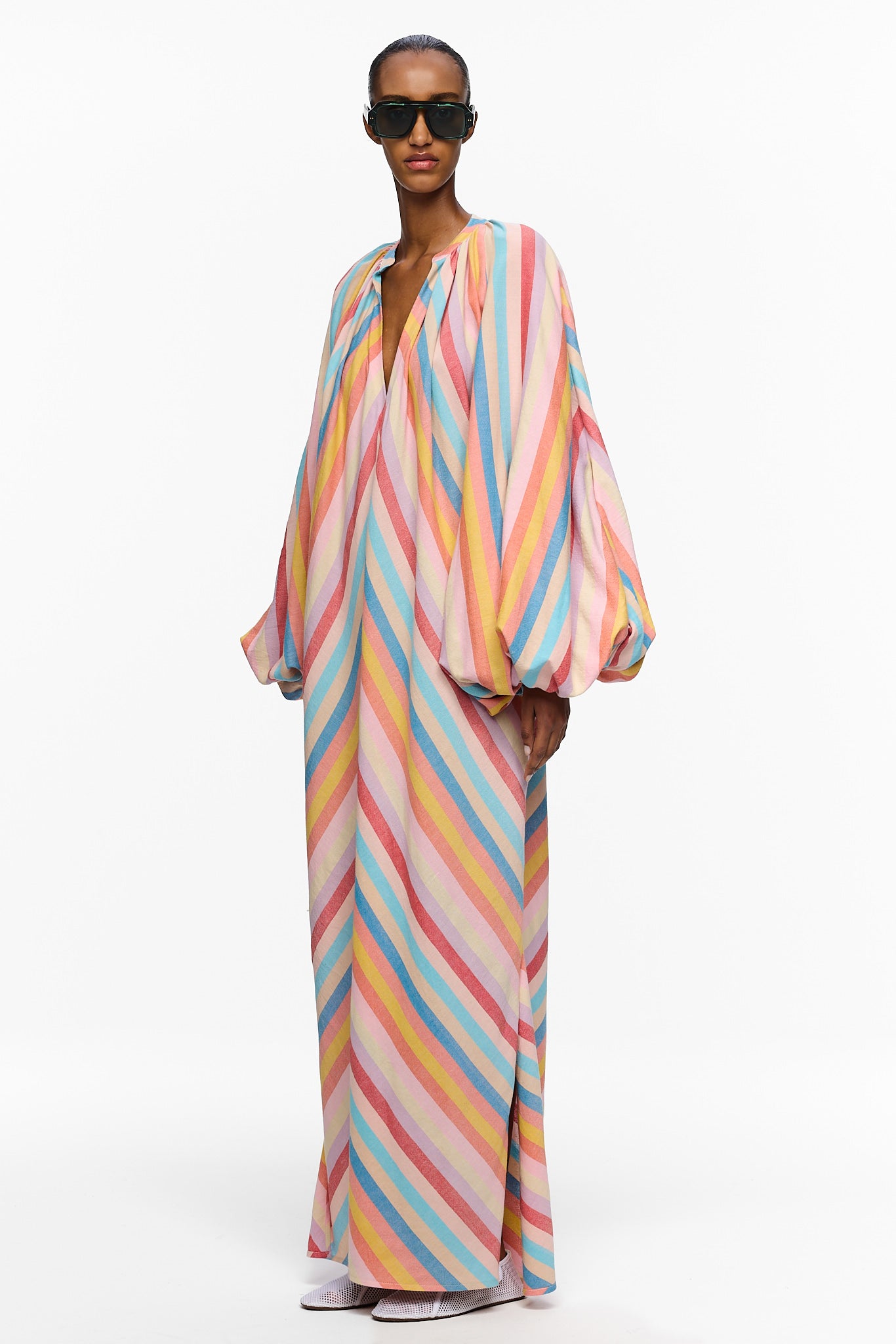 The Touareg Dress with Balloon Sleeve - Stripe 92