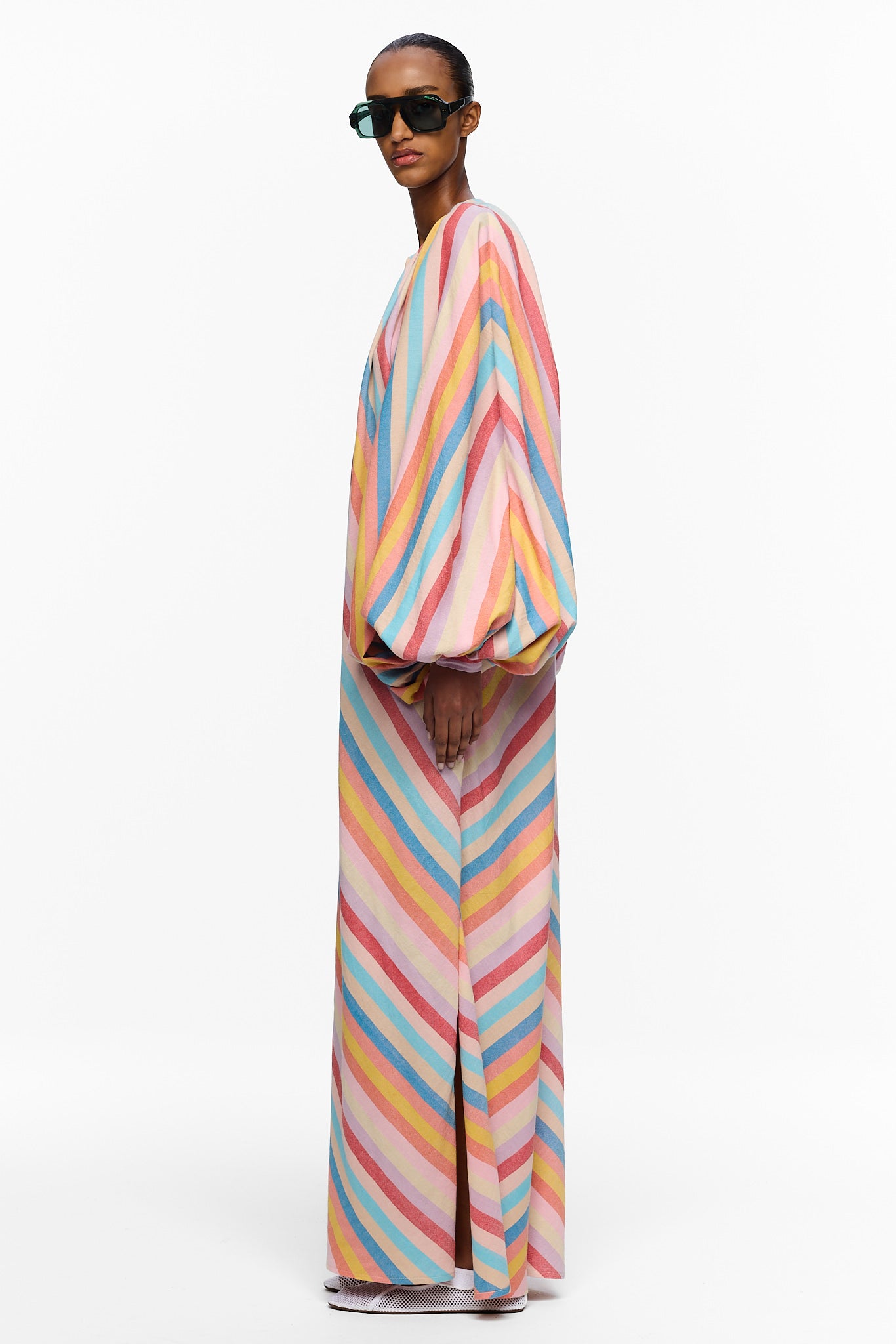 The Touareg Dress with Balloon Sleeve - Stripe 92