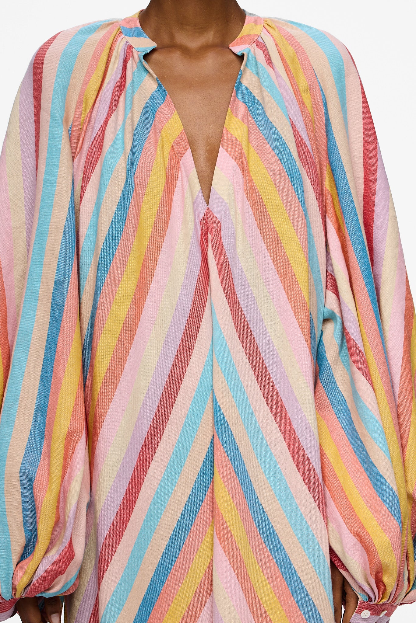The Touareg Dress with Balloon Sleeve - Stripe 92