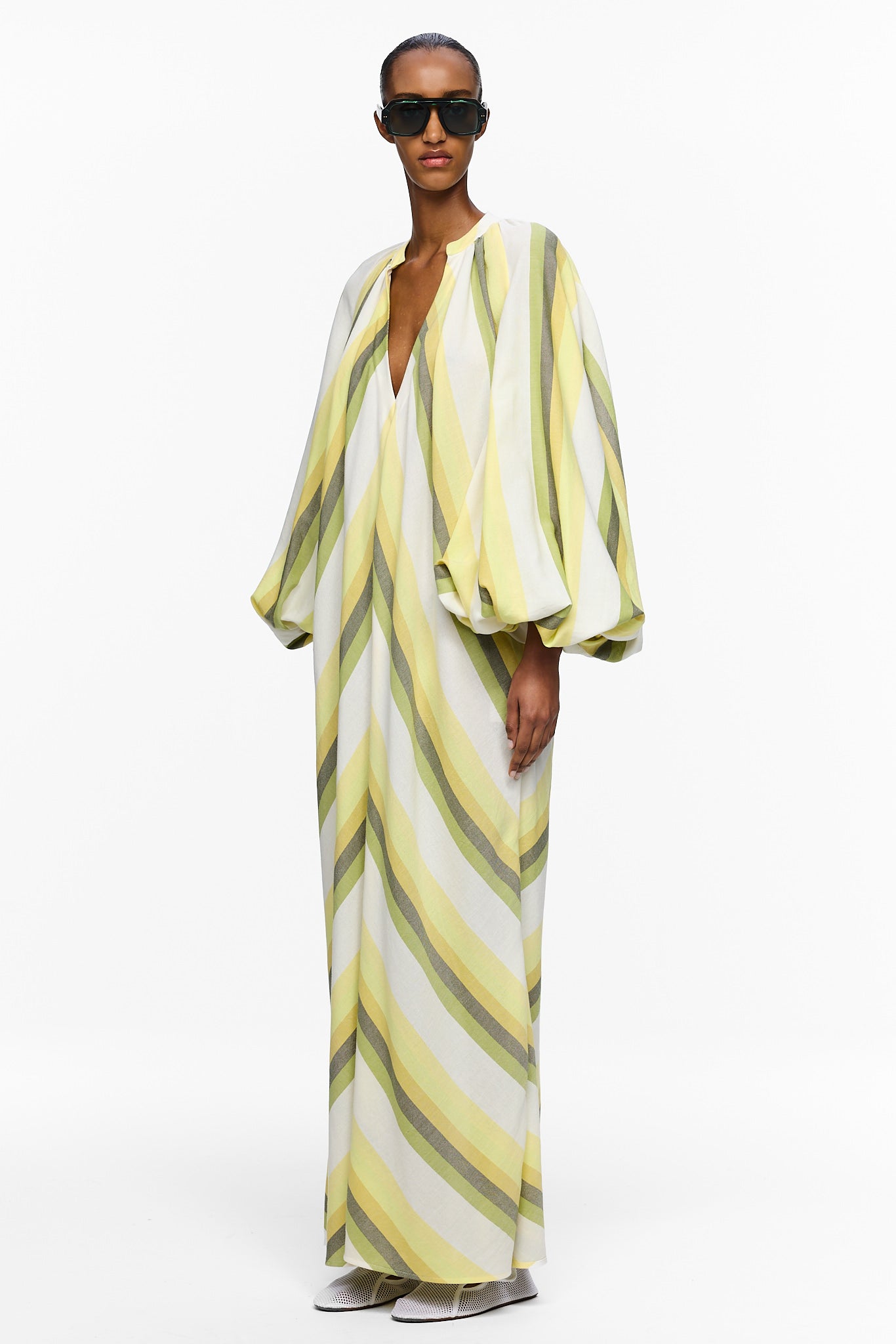 The Touareg Dress with Balloon Sleeve - Stripe 84