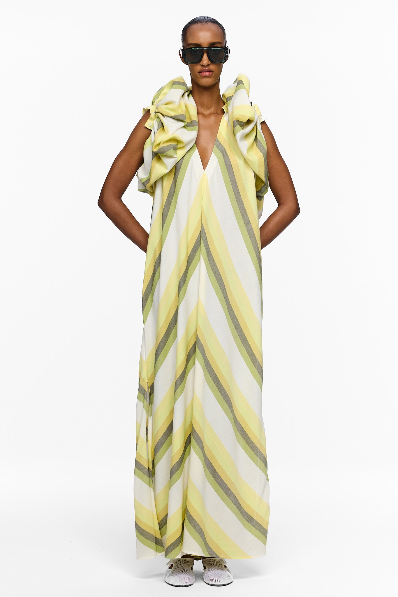 The Touareg Dress with Balloon Sleeve - Stripe 84