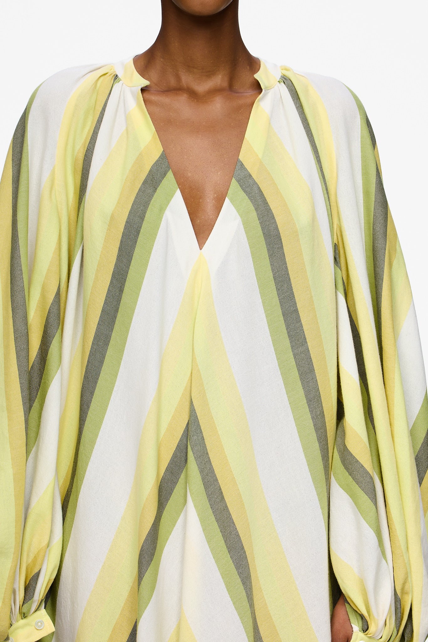 The Touareg Dress with Balloon Sleeve - Stripe 84