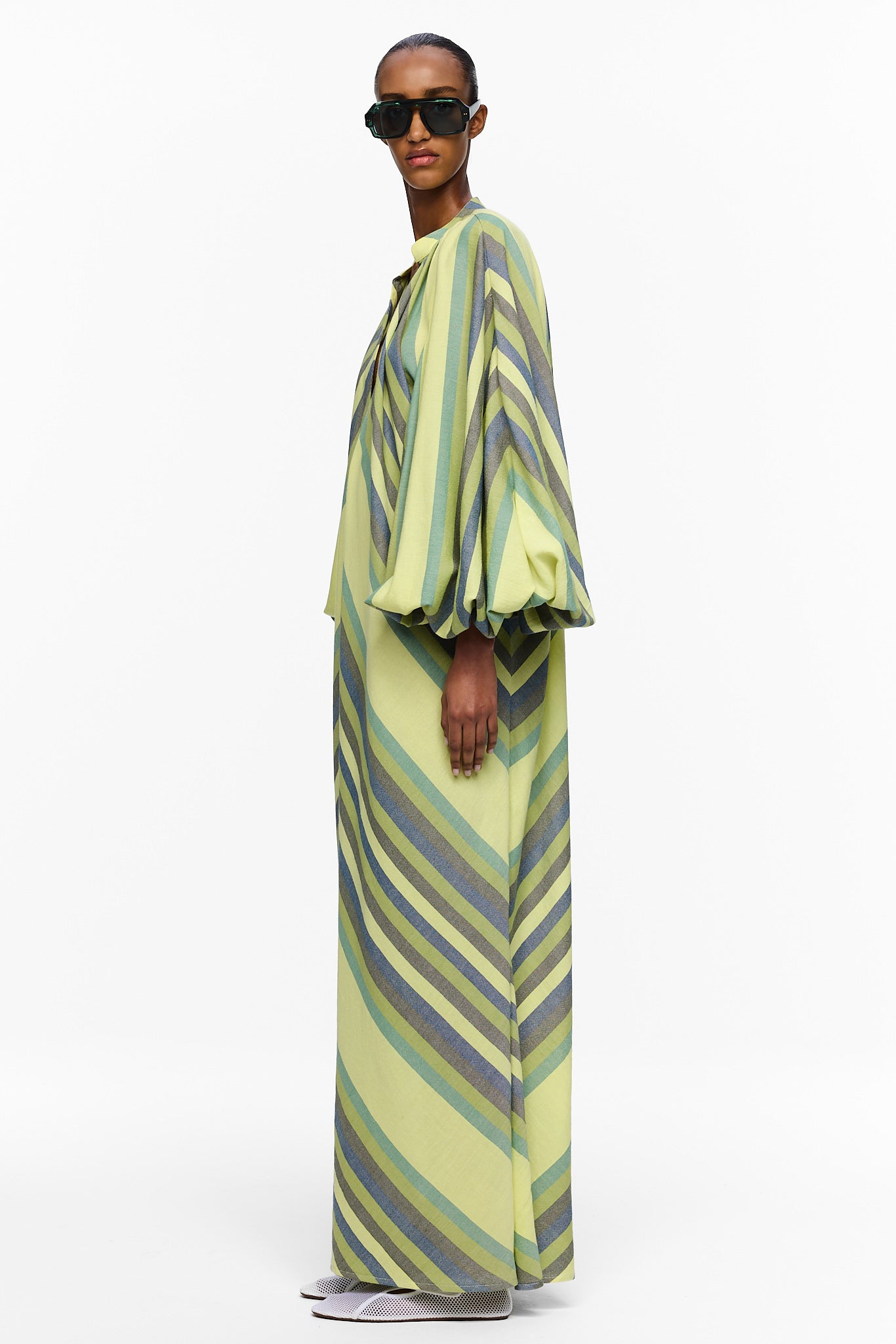 The Touareg Dress with Balloon Sleeve - Stripe 82