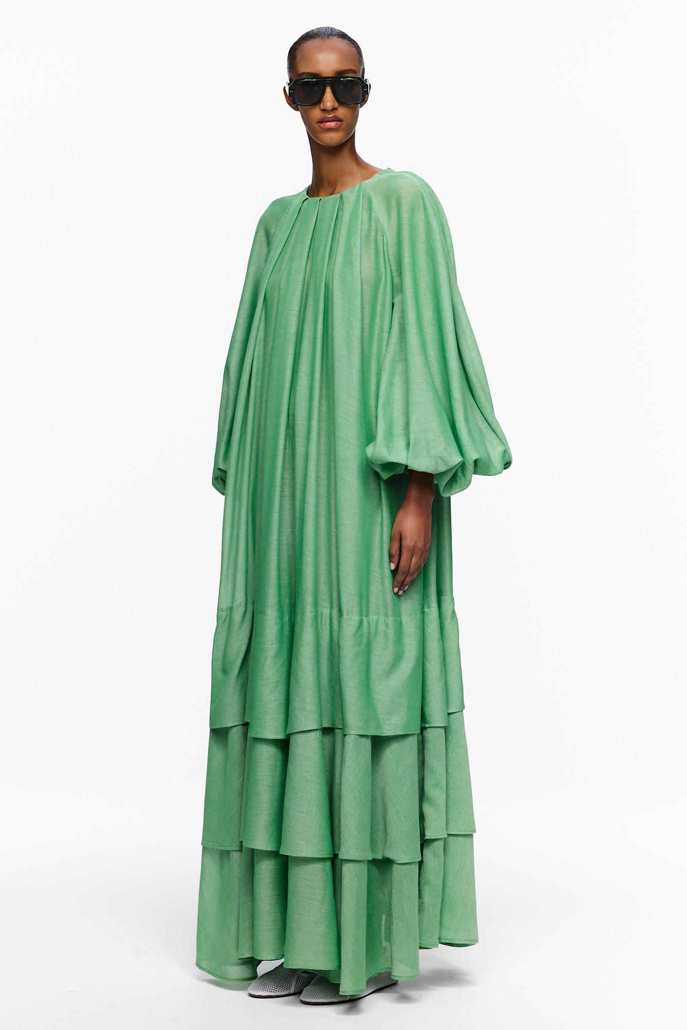 The Tiered Touareg Dress - Kelly Green L The Tiered Touareg Dress - Kelly Green L