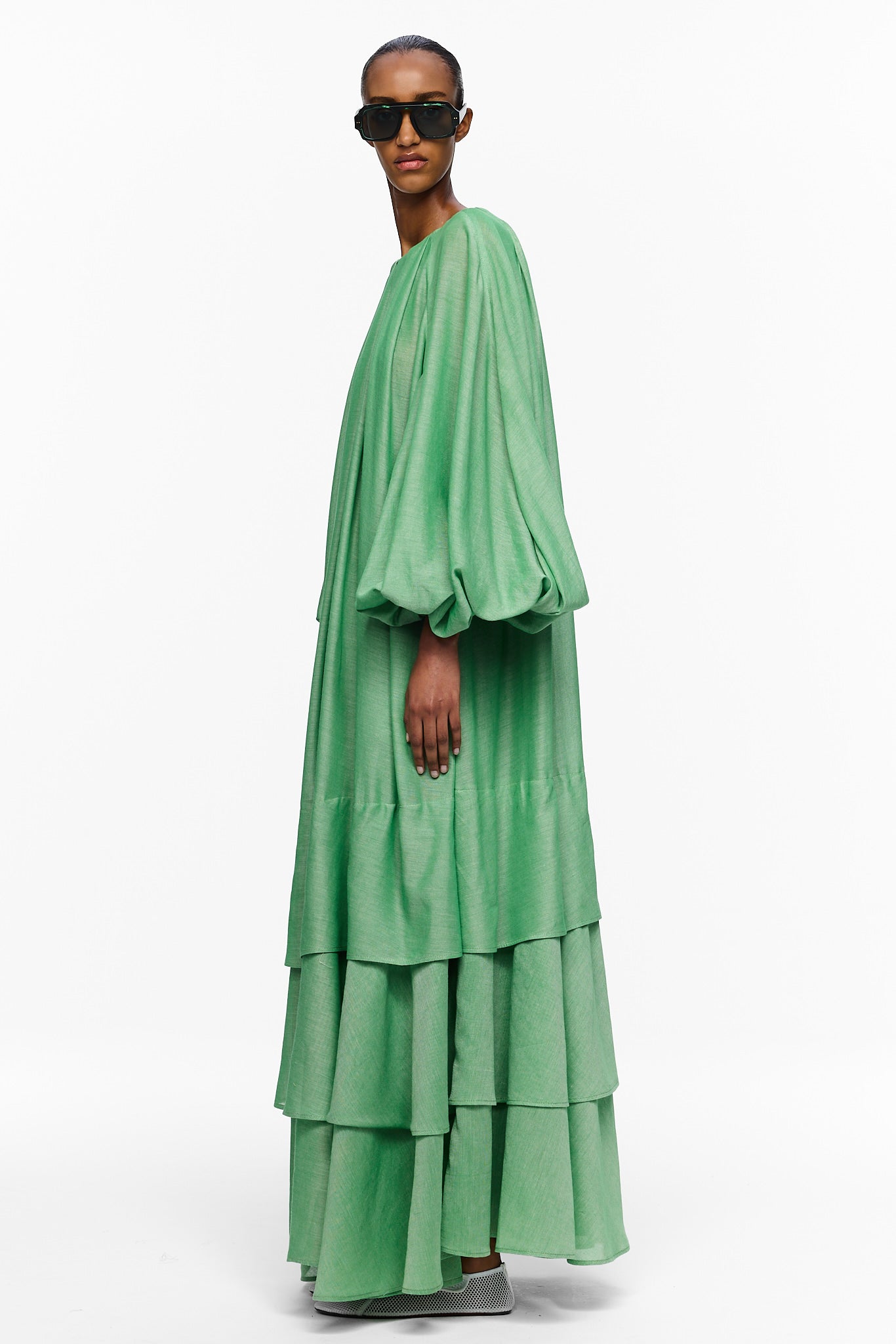 The Tiered Touareg Dress - Kelly Green
