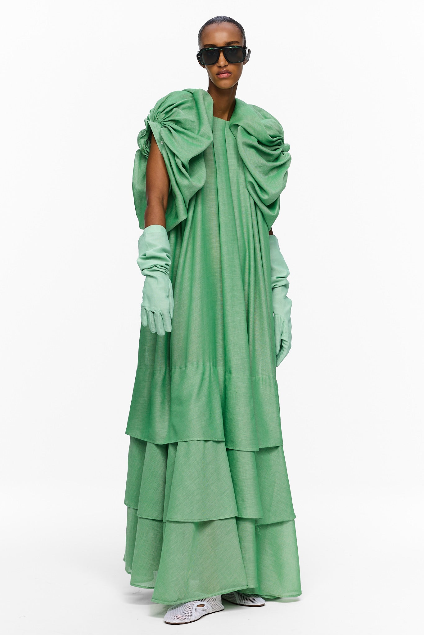 The Tiered Touareg Dress - Kelly Green