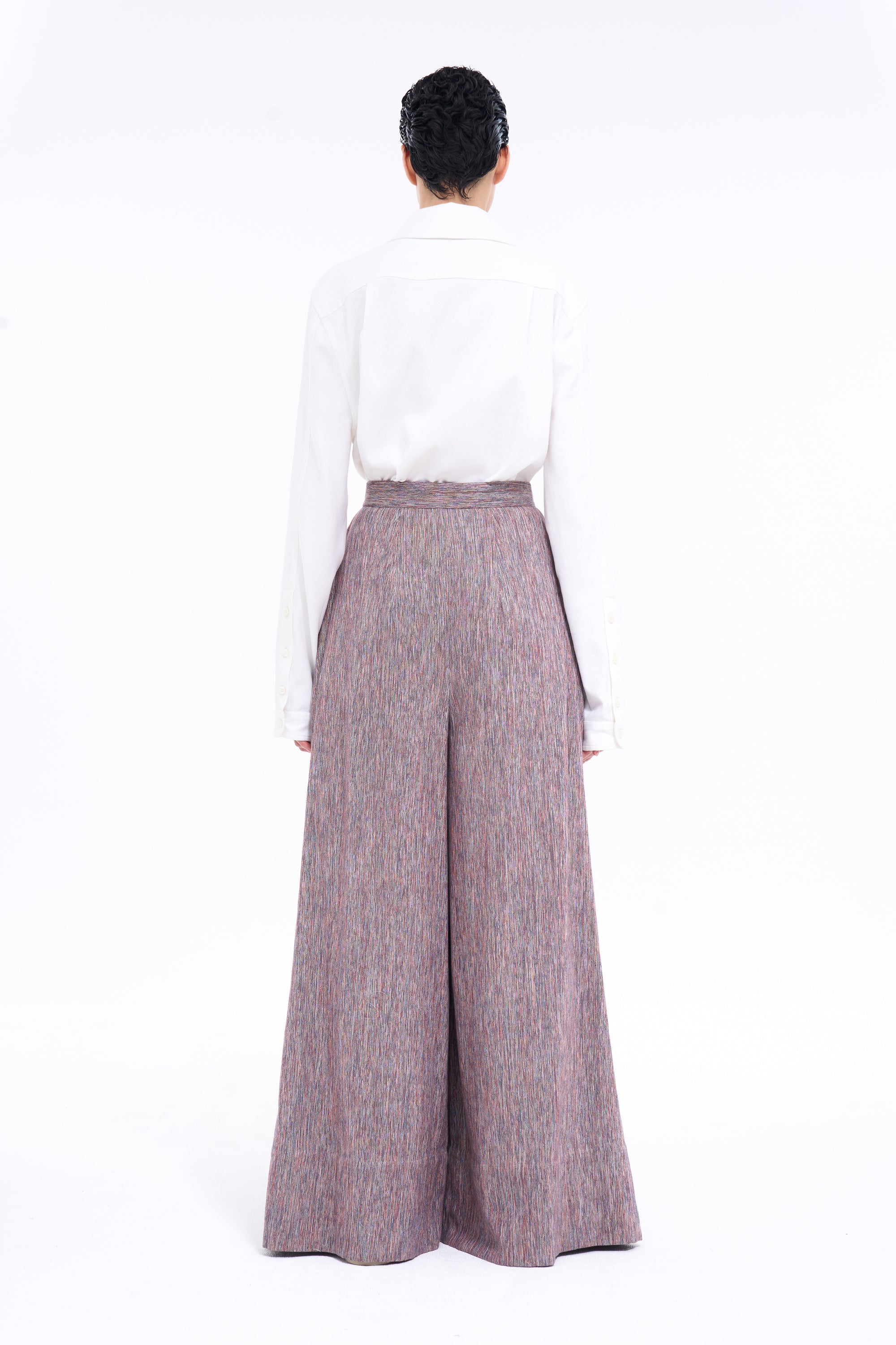 HIGH WAISTED TROUSER : TERRACOTTA CHAMBRAY
