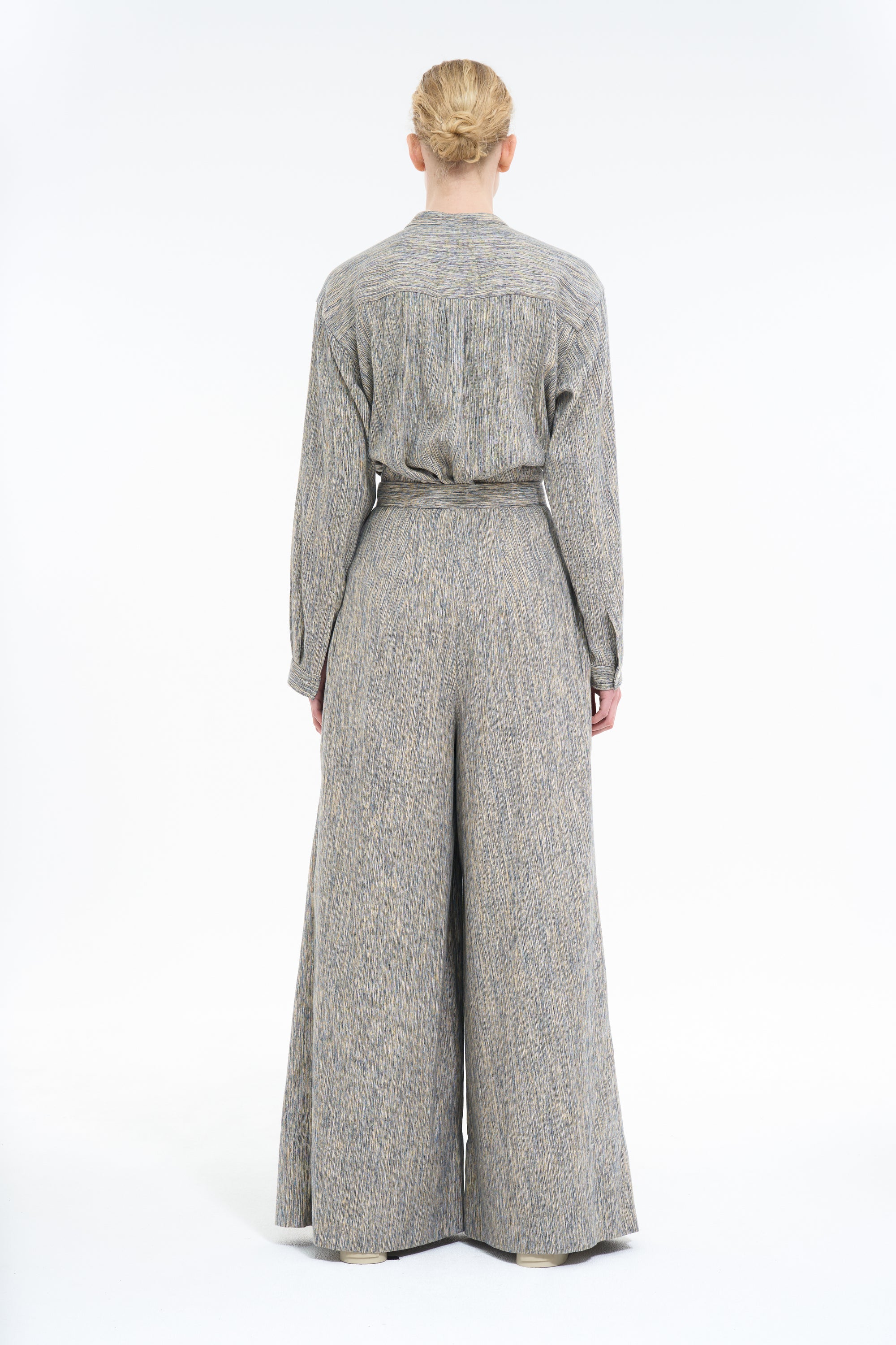 HIGH WAISTED TROUSER : CAMEL CHAMBRAY