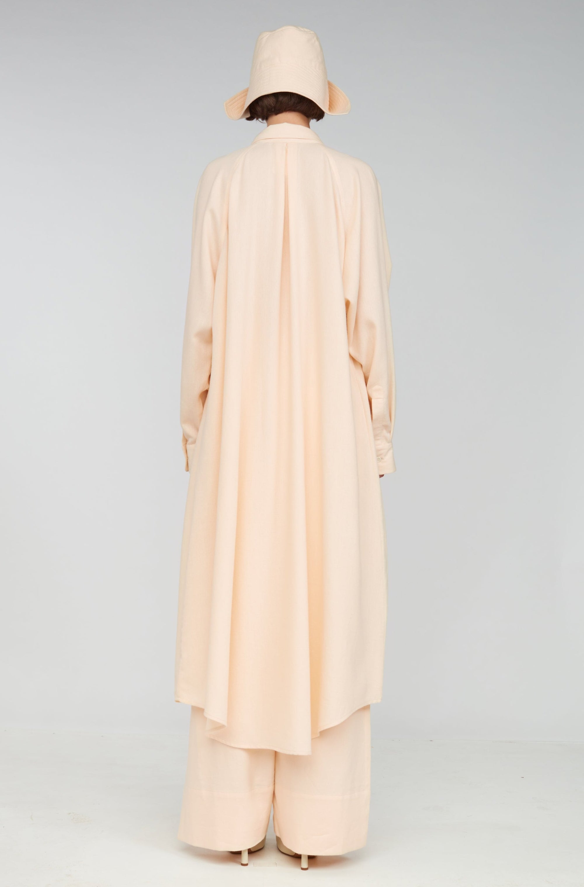 SALE : PLEATED SHIRT DRESS : VANILLA